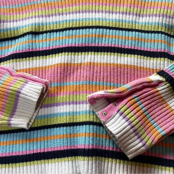 Vintage Y2K 90s Tommy Hilfiger Ribbed Stripe Pullover Sweater Top Large Pink - Picture 2 of 6